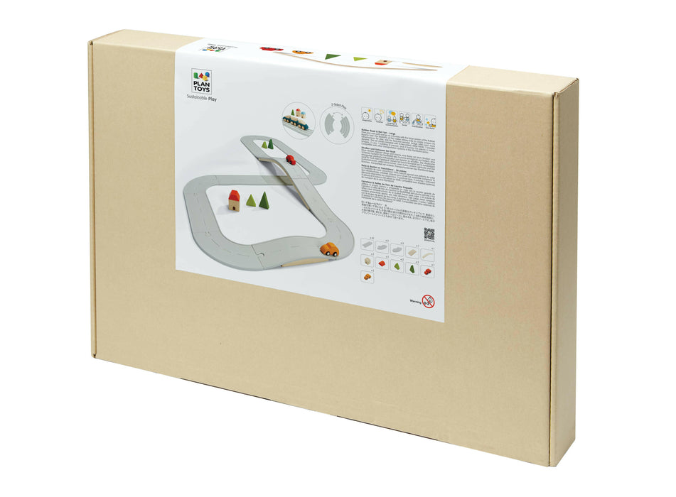 PlanToys | Rubber Road + Rail Set