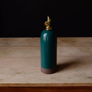Rose Line Pottery - Oil Bottle - Forest Teal Green, 22 ounces, with brass sprayer, handcrafted in Dover-Foxcroft, Maine. Perfect for olive oil or vinegar.