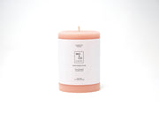 Mo&Co Home - 100% Beeswax Pillar Candles | Rose Pink: 3x4 Inch, hand-poured, eco-friendly, featuring a white label, ideal for home decor and special occasions.