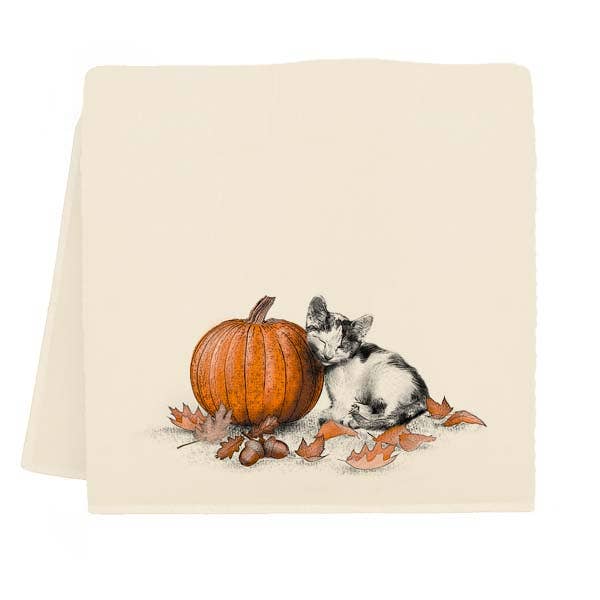 Eric & Christopher - Kitten Pumpkin Tea Towel - "Kiki".