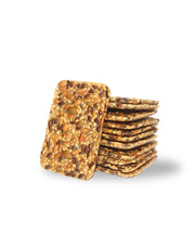 Top Seedz - 6 Seed Crackers (Grain-Free) | 5oz boxes (12 per case), stacked with visible seeds, showcasing a light, crisp texture.