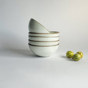 Sarah Kersten - Ramen Bowl: Winter Mesa, stacked with other bowls, ideal for noodles, salads, and more, showcased with small green fruits.