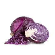 Bentley Seed Co. - Cabbage-Red Acre 1860: A halved and shredded red cabbage, showcasing vibrant purple-and-white leaves, ideal for nutritious meals and salads.