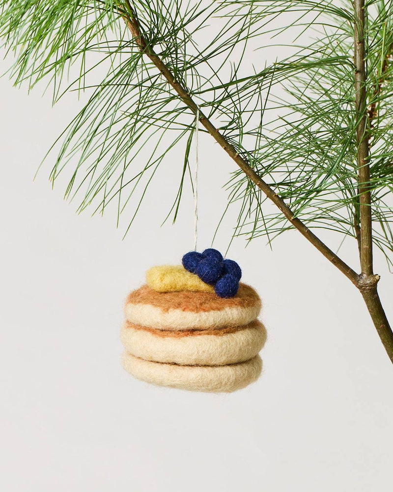 Farmhouse Pottery | Felted Breakfast Ornament: Pancake Stack