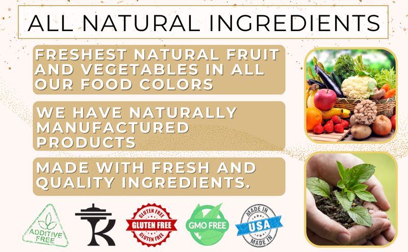 Lux Life Natural Edible Luster Dust: Super Gold, showcased with culinary tools, enhances desserts with a shimmering finish, perfect for cake embellishments and gourmet presentations.