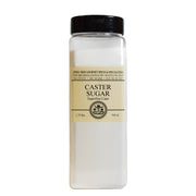 India Tree - Caster Sugar: Chef Pak (1 lb) in a white bottle with a black lid, ideal for baking and quick dissolving in cold drinks.