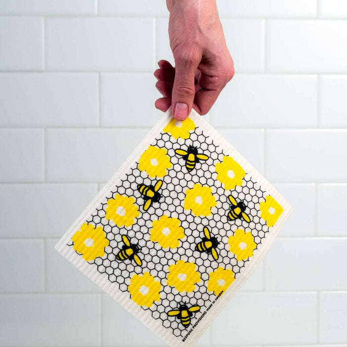 Bespoke Provisions - Bees on Honeycomb Swedish Dishcloth.