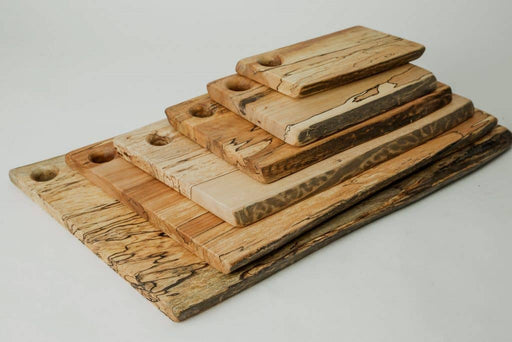 Petermans Boards and Bowls Inc. 21 spalted maple rectangular cutting board, featuring unique spalted patterns, ideal for cutting or serving, crafted from upcycled fallen maple trees.