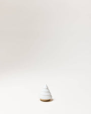 Farmhouse Pottery - Balsam Woodland Trees: Mini, featuring stacked white rings on a wooden base, ideal for year-round decor. Perfect for creating personalized displays.