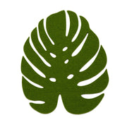 Graf Lantz - Merino Wool Felt Medium Monstera Leaf Trivet in Loden Green, showcasing a felt leaf design ideal for heat protection in the kitchen.