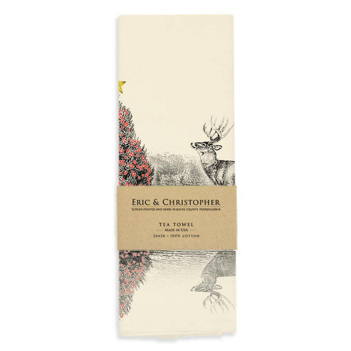 Eric & Christopher - Reindeer in Canoe Tea Towel.