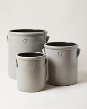 Farmhouse Pottery Agrarian Crocks in Stone glaze, handmade stoneware, made in Vermont