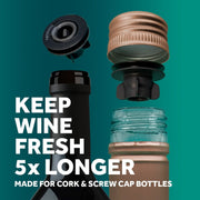 Airtender | Wine Saver with 6 Stoppers: features a vacuum pump and Nanostoppers, ideal for preserving opened wine bottles leak-free under vacuum.