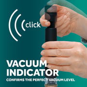 Airtender | Wine Saver with 6 Stoppers, shown in use, demonstrating its vacuum sealing feature for preserving wine freshness.