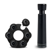 Airtender | Wine Saver with 6 Stoppers, featuring a black cylinder vacuum pump, designed to preserve wine freshness with included Nanostoppers for cork and screw cap bottles.