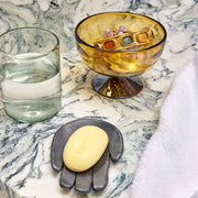 St. Frank | Iridescent Amber Collection - Pitcher on a marble surface, showcasing handblown craftsmanship from Hidalgo, Mexico, emphasizing unique design and artisanal heritage.