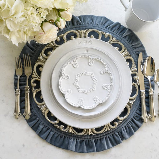 Arte Italica & Crown Linen Designs | Bella Bianca Beaded Lace Bread / Canapé Plate
