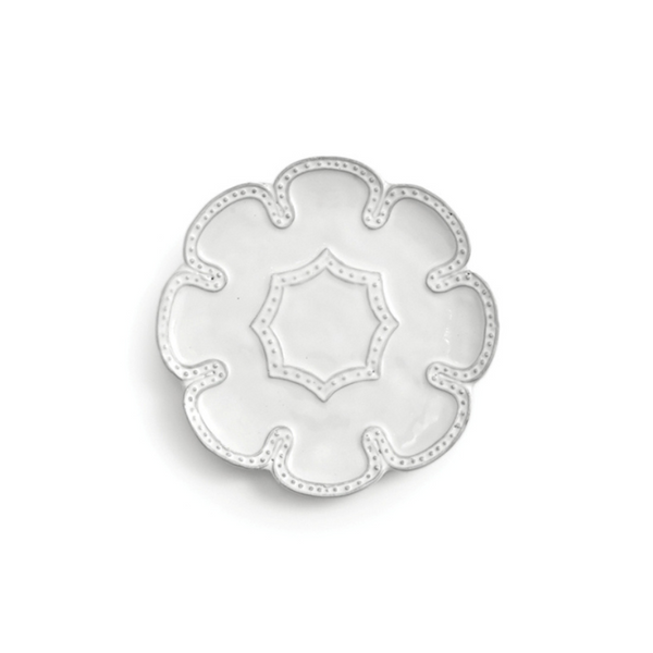 Arte Italica & Crown Linen Designs | Bella Bianca Beaded Lace Bread / Canapé Plate