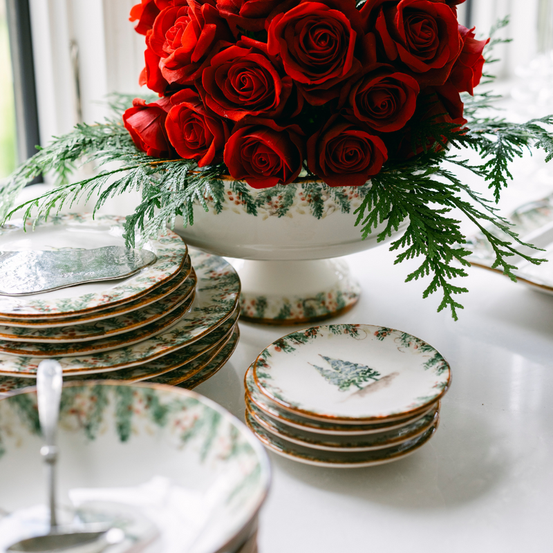 Arte Italica & Crown Linen Designs | Natale Christmas Bread & Canapé Plate