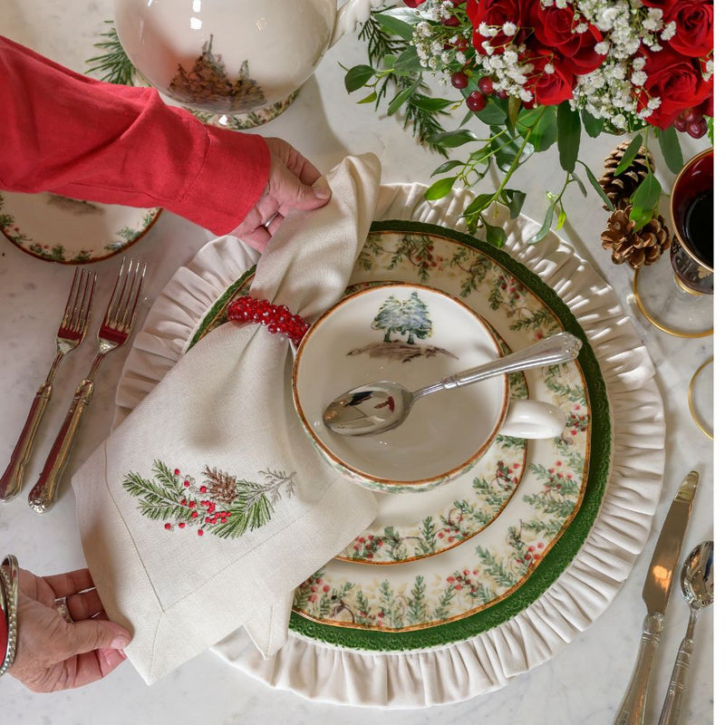 Arte Italica & Crown Linen Designs | Natale Christmas Dinner Plate