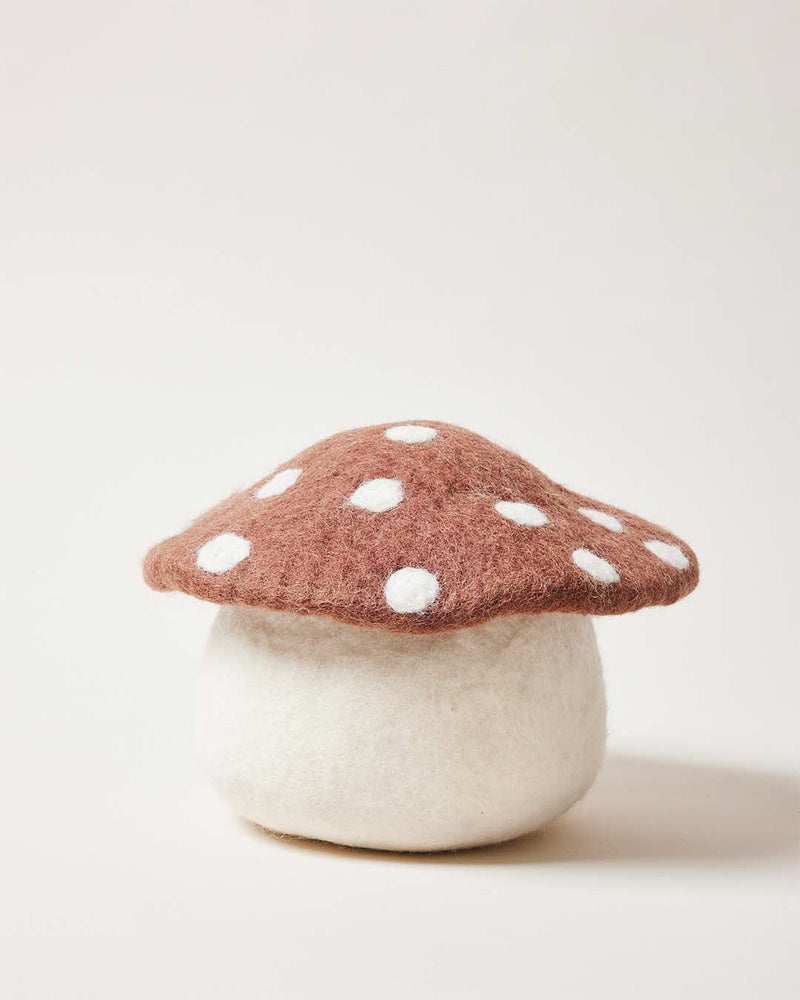 Farmhouse Pottery | Artisan Felted Mushroom Doorstop, Brown