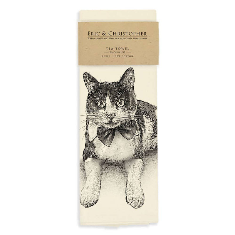 Eric & Christopher - Tuxedo Cat Tea Towel - "Sundance"