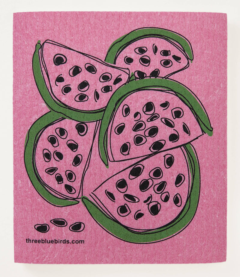 Three Bluebirds Swedish Dishcloths | Watermelon on Pink Swedish Dishcloth