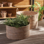 Napa Home & Garden Burma Rattan Hampers with Handles, Set of 2, featuring tight weave and whitewash finish, ideal for stylish interior storage.