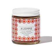Villa Jerada - Aleppo - 60g chile flakes in a glass jar with a mosaic-patterned label, showcasing deep red pepper flakes for diverse culinary use.