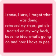 Drinks on Me coaster featuring a humorous quote, perfect for adding laughter to home bar decor or as a funny party gift.