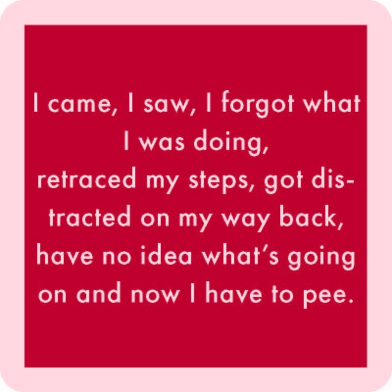 Drinks on Me coaster featuring a humorous quote, perfect for adding laughter to home bar decor or as a funny party gift.