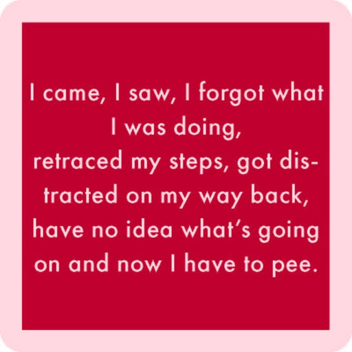 Drinks on Me coaster featuring a humorous quote, perfect for adding laughter to home bar decor or as a funny party gift.