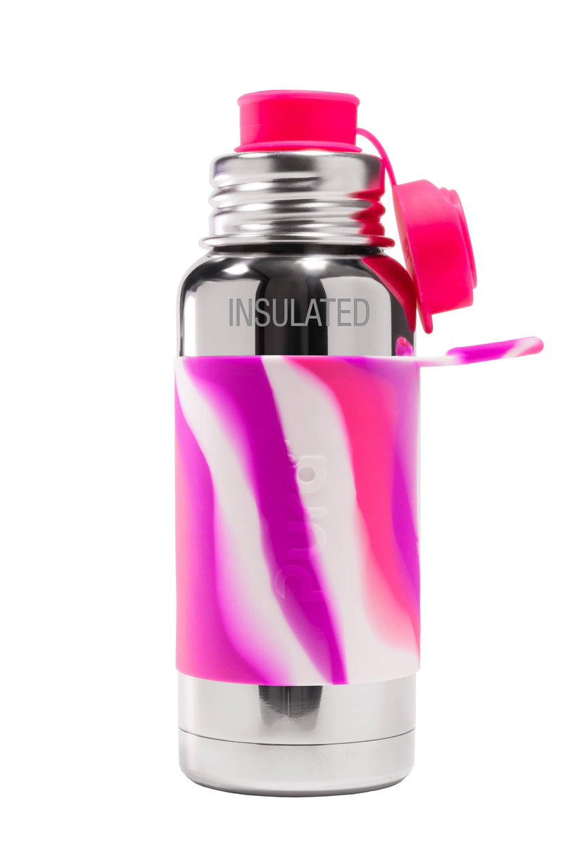 PURA STAINLESS | Big Mouth® Sport 16oz Insulated Bottle, Pink Swirl sleeve