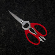 Messermeister - Take-Apart Kitchen Scissors - 8: Red with ergonomic handles and multifunctional features for versatile kitchen tasks, ideal for efficient cooking and cleaning.
