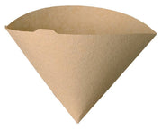 HARIO USA - V60 Paper Filters: White / 100 Sheets Boxed, shown as an empty cone-shaped coffee filter designed for optimal brewing with V60 drippers.