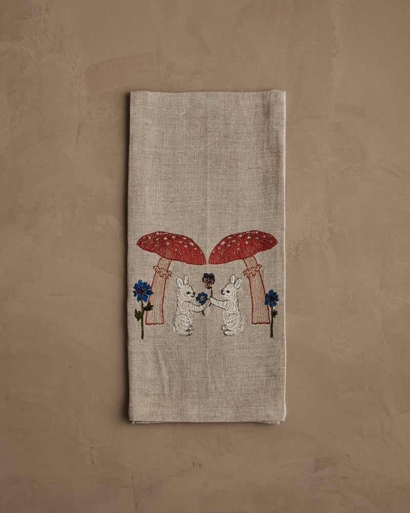 Coral & Tusk | Mushroom Bunny Friends Tea Towel