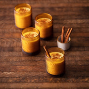 Fortessa | Jupiter Amber 10oz Double Old Fashioned Glasses with cinnamon sticks, perfect for enhancing your barware collection from Athens Cooks.