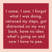 Drinks on Me - COASTER I Came, I Saw: A humorous 4x4 resin coaster with cork backing, perfect for adding a playful touch to home bars or kitchen decor.