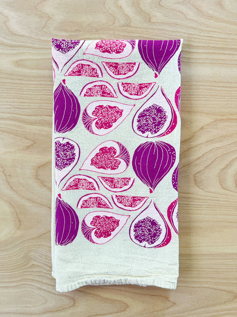 Hearth and Harrow | Kitchen Herbs Tea Towel in Blue-violet - Plant Print Cloth