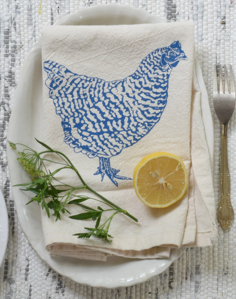 Hearth and Harrow | Organic Cotton Napkins - Chicken in Blue-violet -