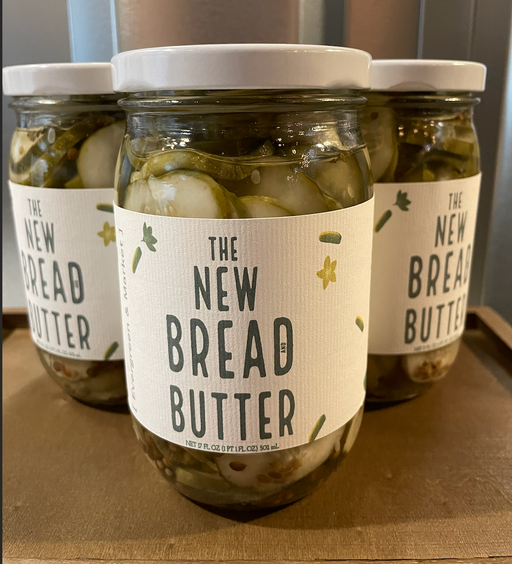 [PICKLES] by Evergreen and Market - The Bread and Butter: Three jars of sliced bread-and-butter pickles, offering a unique blend of mild spicy, sweet, and sour flavors.