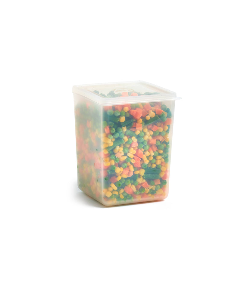 W&P - Freezer Cube Storage Containers: Set of 3 in Small, Medium, Large sizes. Plastic containers for efficient batch cooking, featuring stackable, transparent design.