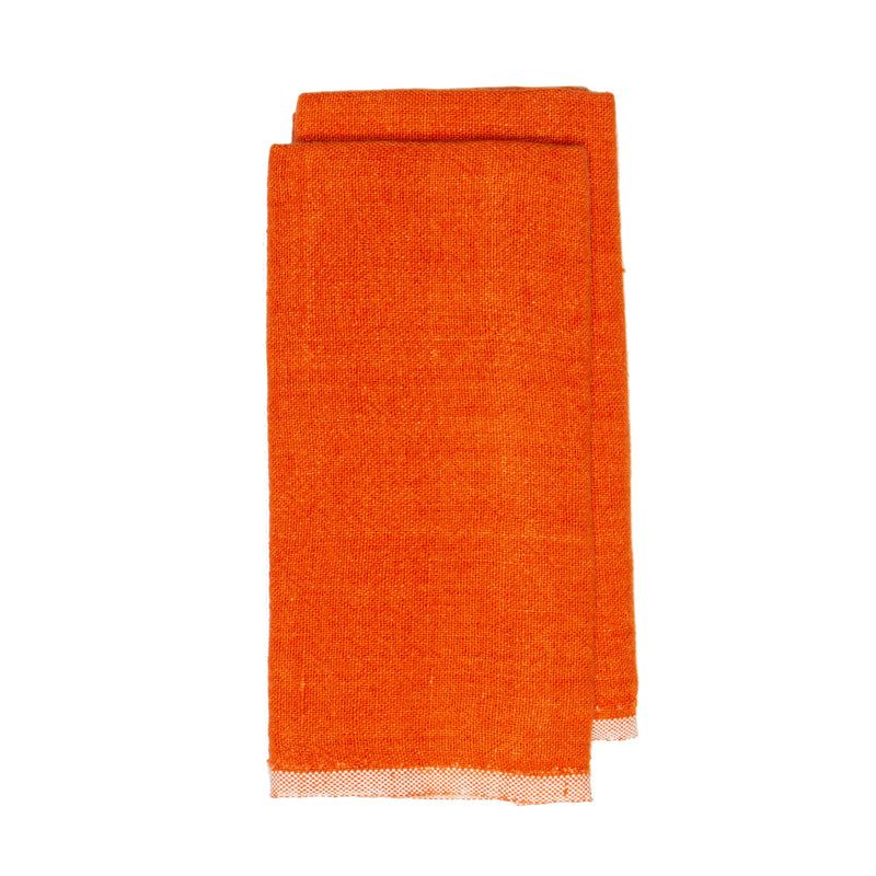 Caravan Home | Chunky Linen Orange Towel, handmade with a rustic French style, perfect for adding an organic touch to your kitchen or dining area.