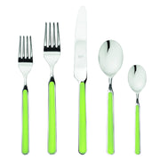 Mepra SPA - Place Set 5 Pcs Fantasia: Cobalt, featuring elegant silverware with green handles, crafted from high-quality stainless steel and resin, perfect for modern table settings.
