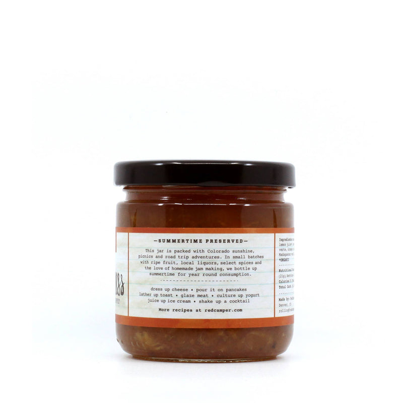 RedCamper - Absinthe Orange Deliciousness Marmalade - 9 oz (Cheeseboard) jar, featuring a blend of organic oranges, lemons, and absinthe for sophisticated pairings.