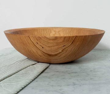 Petermans Boards and Bowls Inc. - 15 CHERRY ROUND BOWL, a handcrafted, medium-large serving bowl with smooth, satiny grain, perfect for family meals or parties.