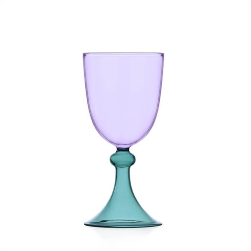Ichendorf | Tamigi Goblet, Lilac/Petrol, 10.1 oz, featuring a light purple bowl and teal stem, perfect for enhancing elegant dining experiences.