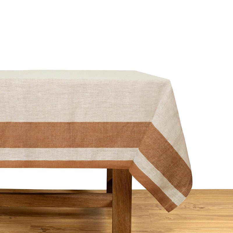Couleur Nature - Gordes Natural & Tobacco Tablecloth: 70" x 70"