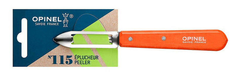 Opinel | Essential Birdsbeak Vegetable Knife in packaging, with a Y-shaped stainless-steel blade and orange wooden handle, ideal for precise kitchen tasks.