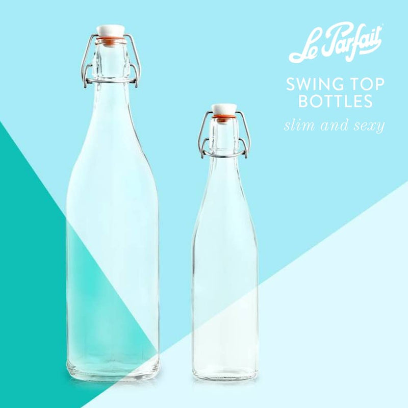 Le Parfait 500ml French Glass Swing Top Bottle with airtight hinged stop, ideal for preserving and fermenting, showcased with a sleek, stylish design.